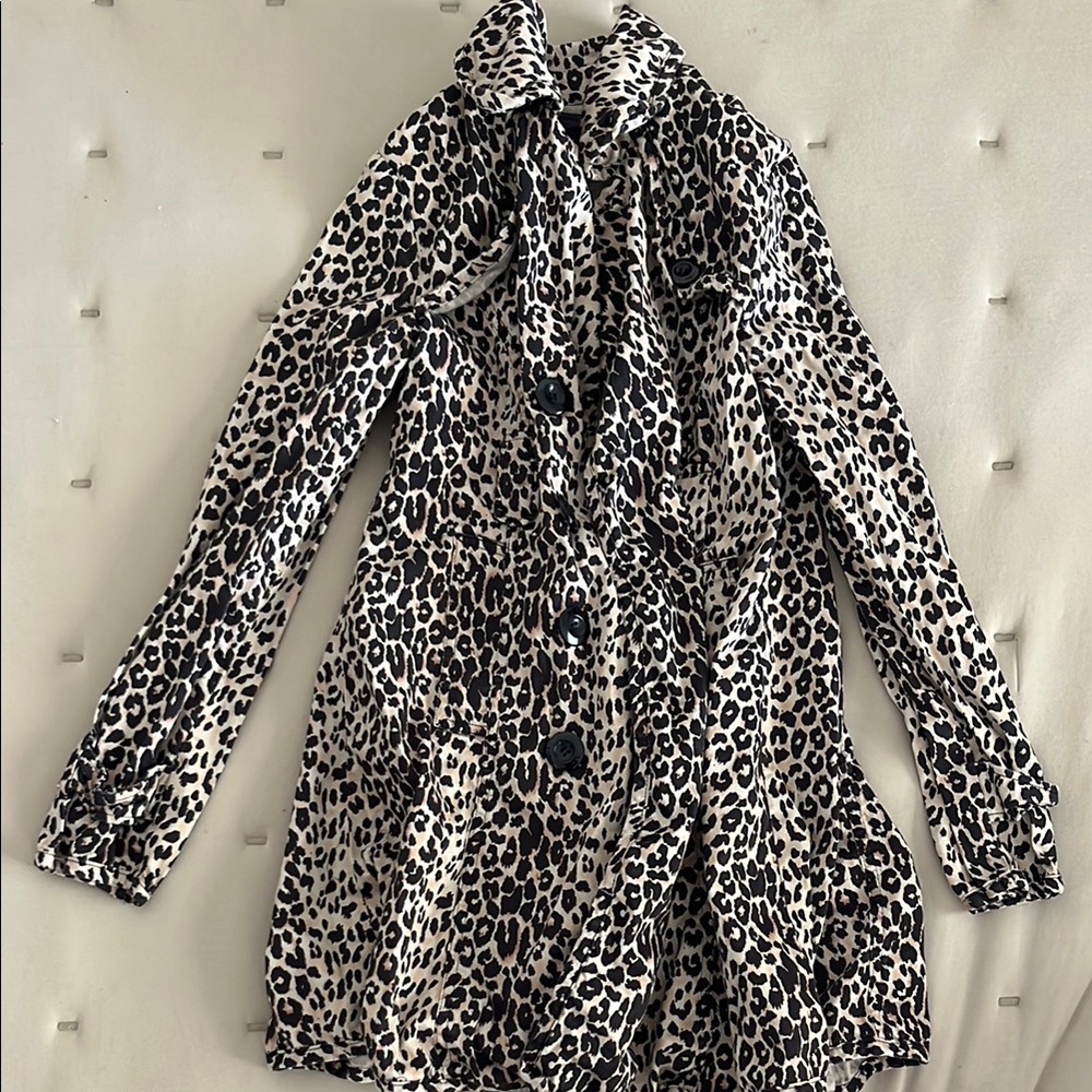 Leopard Print Women's trench Coat